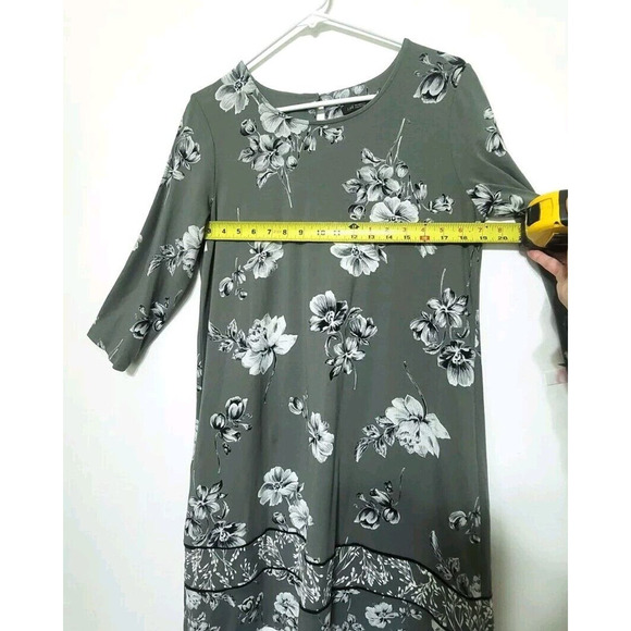 J Jill Wearever Collection Green Floral Print Dress Womens Size S 3/4 Sleeve - Picture 5 of 8